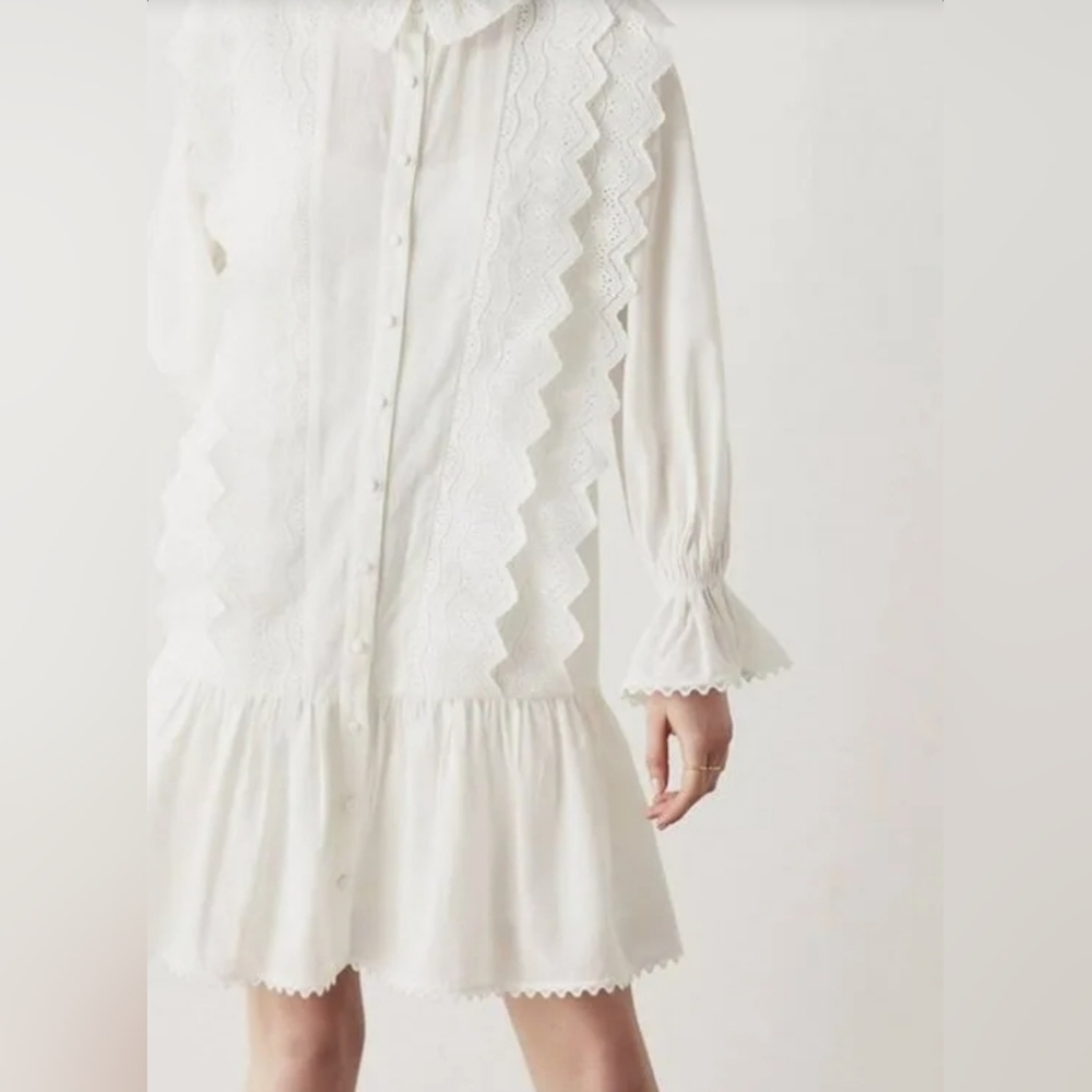 IPEKYOL women's dress off white tiered lace size 6